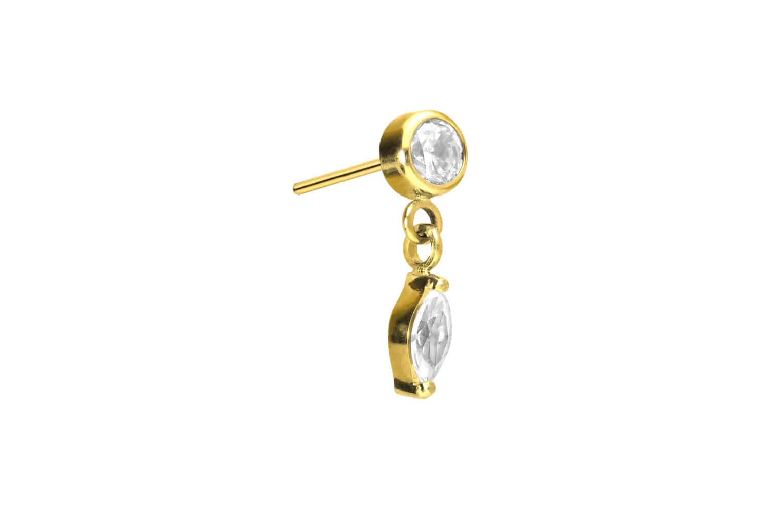 Titan Aufsatz mit Push Pin KRISTALL + KRISTALLTROPFEN von Piercingline
